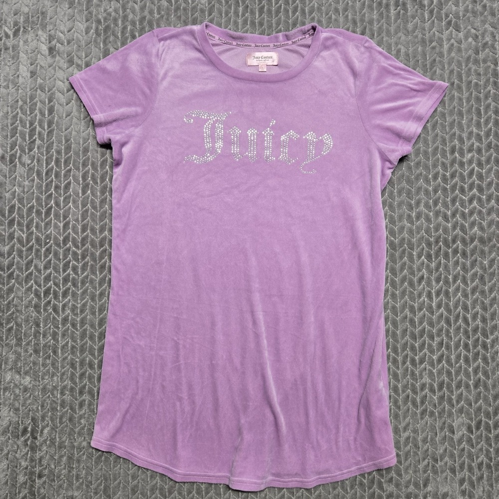 Juicy Couture Velour Women's Size Large Long Lilac Sleepwear Lounge Shirt
